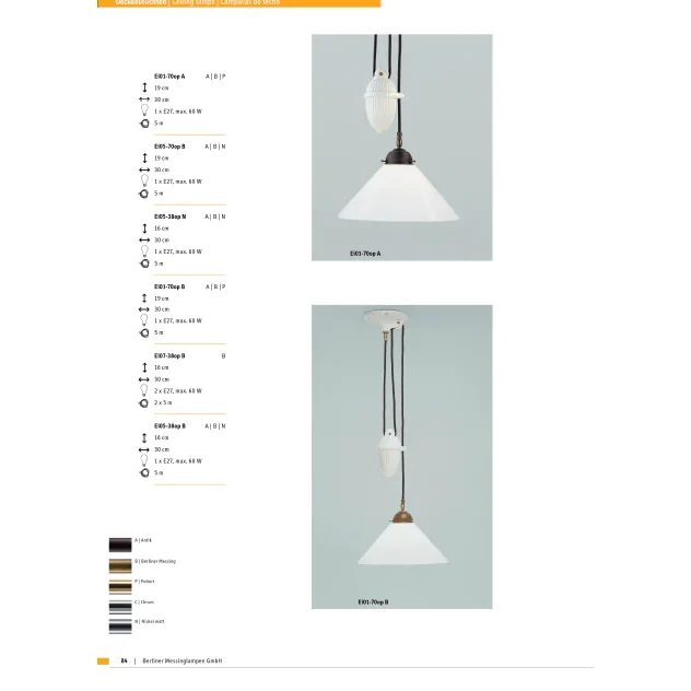 Подвесной светильник Berliner Messinglampen Ei05-38opB