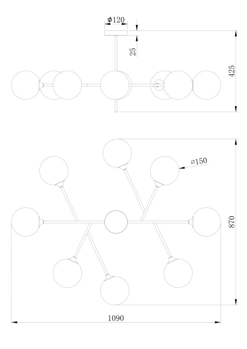 Люстра на штанге Freya Maddison FR5115PL-08BZ