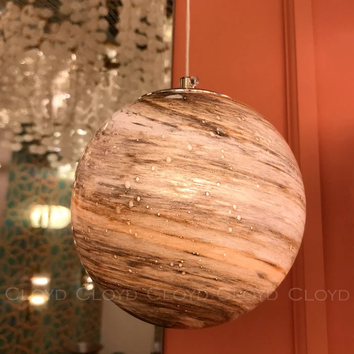 Подвесной светильник Cloyd LAPETUS P1 / Ø15 см - хром - коричн. стекло (арт.11314)