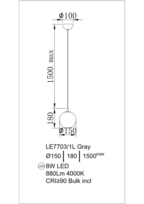 Подвесной светильник Leon Aurore LE7703/1L Chrome