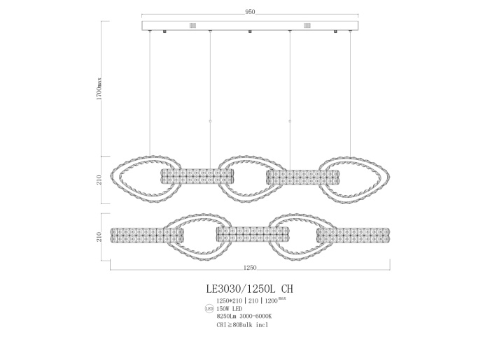 Подвесной светильник Leon Veronique LE3030/1250L CH