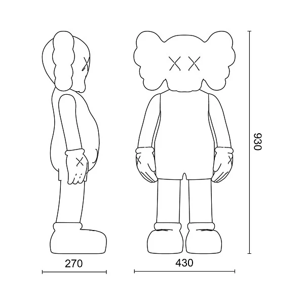 Дизайнерская статуэтка копилка Ledron Kaws Companion 93D white