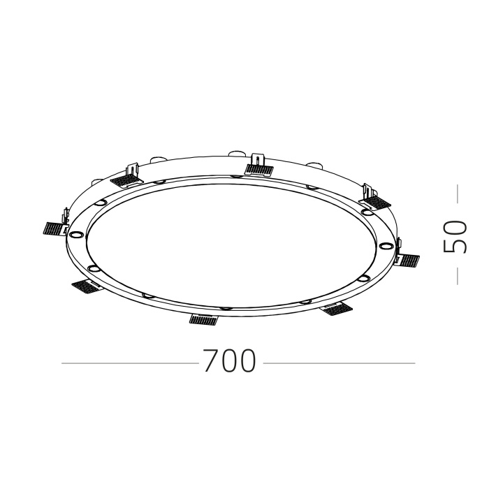 Светильник встраиваемый Белый LED 9*5W 3000K 4 050Lm Ra>90 38° IP20 D700xH50 220-240V ST706.438.45