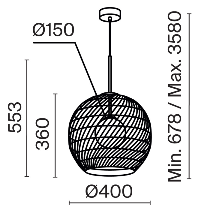 Подвесной светильник Maytoni Cane MOD204PL-01B