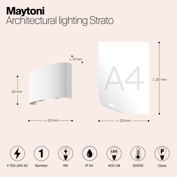 Светильник настенный Maytoni Strato O417WL-L4W3K