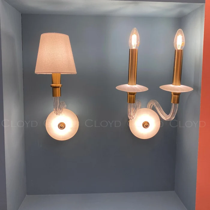 Бра Cloyd SHERINGTON-A W2 / шир. 13 см - абажуры - латунь (арт.20356)