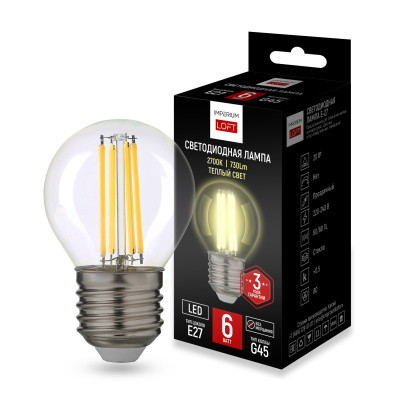 Светодиодная лампа E27 мощность 6W 2700K Transparent от ImperiumLoft ImperiumLoft