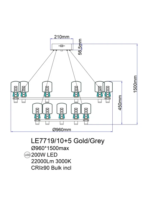 Подвесная люстра Leon Marie LE7719/10+5 Nickel