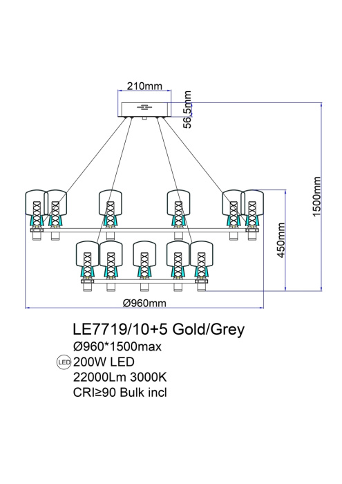 Подвесная люстра Leon Marie LE7719/10+5 Nickel