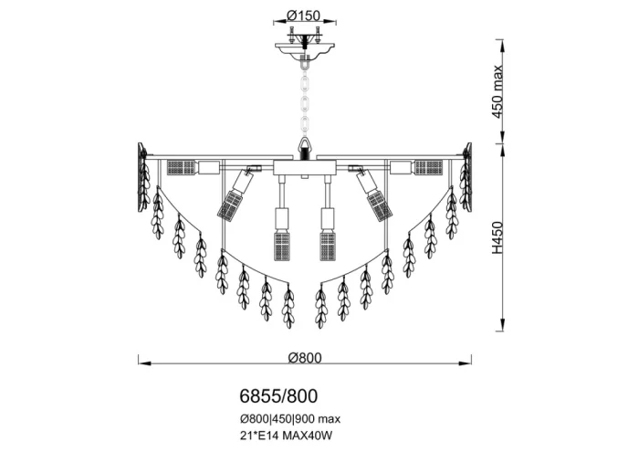 Подвесная люстра Leon Raisin LE6855/800 GD