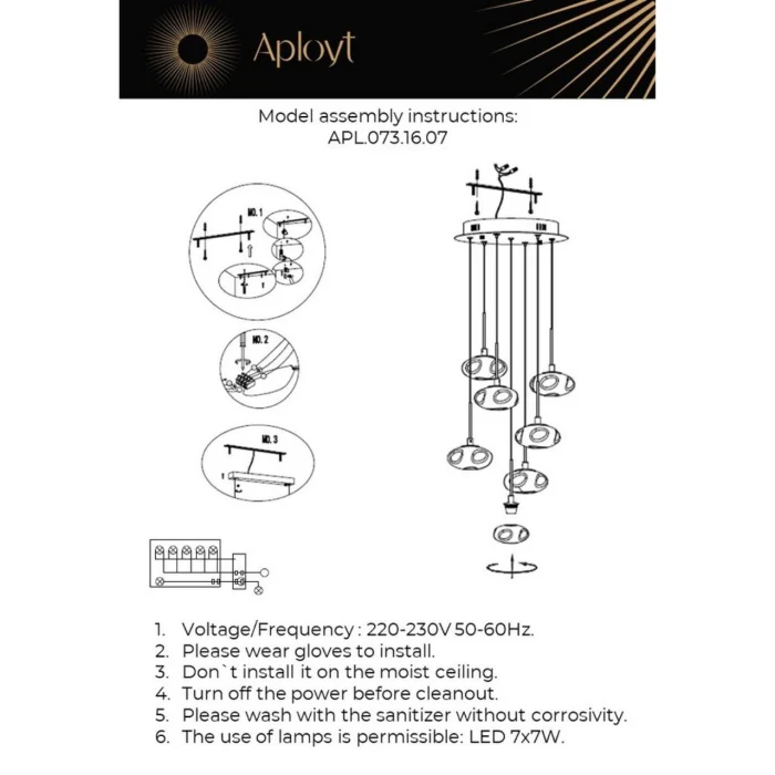 Светильник подвесной Aployt Sacha APL.073.16.07