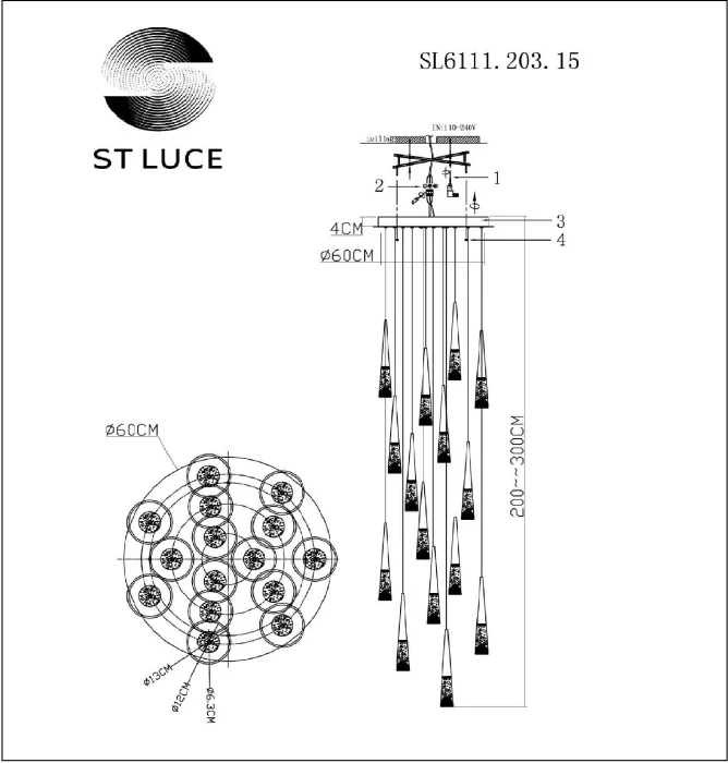 Подвесной светильник ST LUCE SOLLEN SL6111.203.15