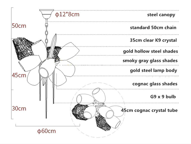 Подвесная люстра Delight Collection Britannica 8898P/AS gold/smoky
