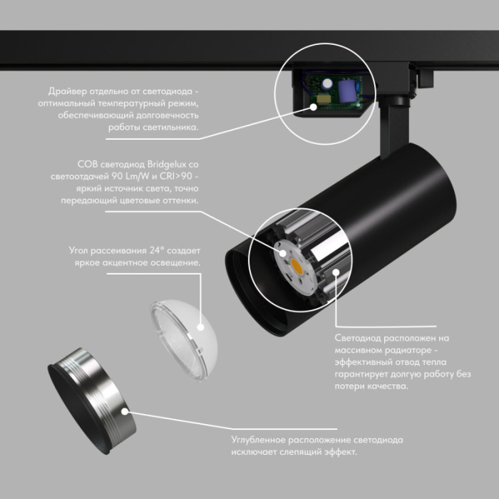 Светильник на шине Denkirs SOLID KOPER DK6452-BK