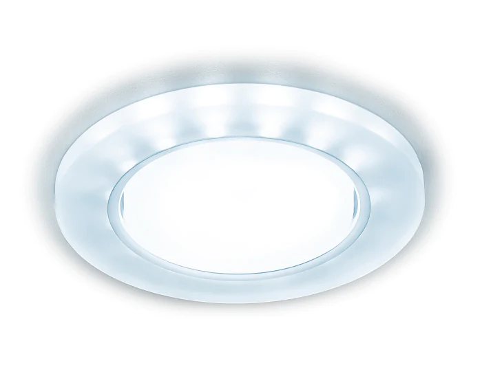Встраиваемый точечный светильник GX53 с LED подсветкой Ambrella light G214 WH/CH/CLD