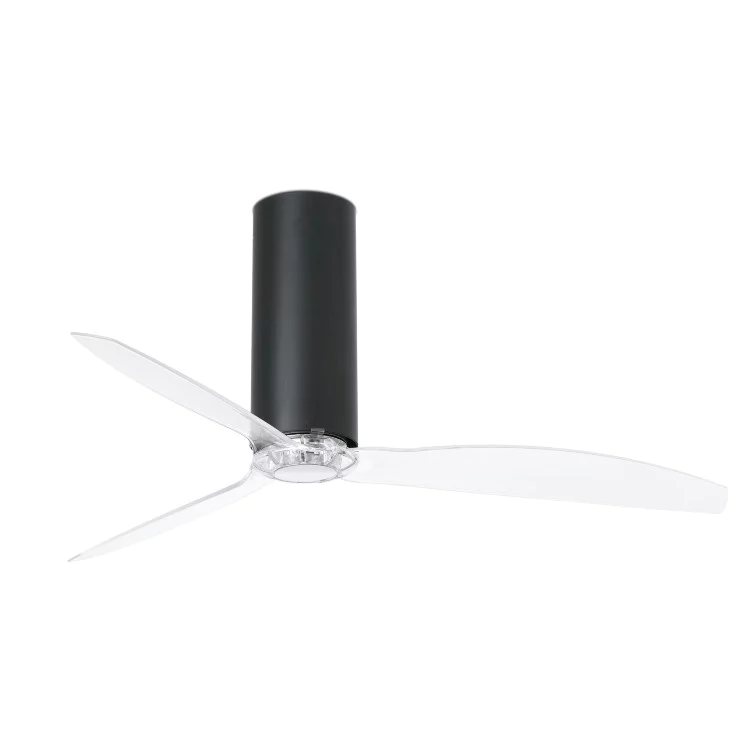 Вентилятор без света TUBE FAN Matt black/transparent ceiling fan with DC motor