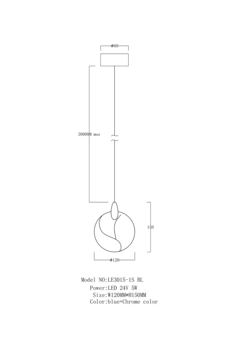 Подвесной светильник Leon Lance LE3015/1S BL