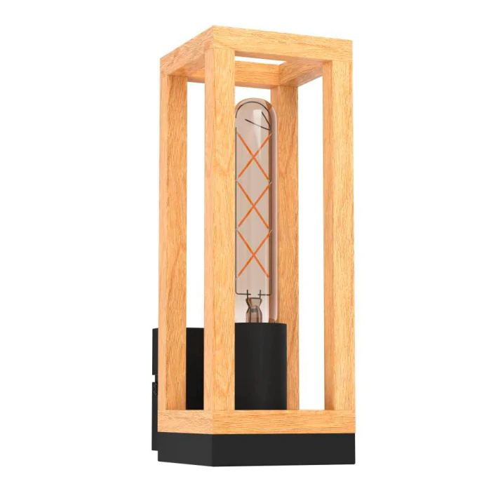 Бра NAFFERTON, 1Х40W, E27, L100, H280, A125, сталь, черный/дерево, коричневый EGLO 43745