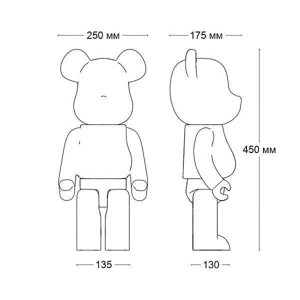 Статуэтка Ledron Bearbrick 50E grey