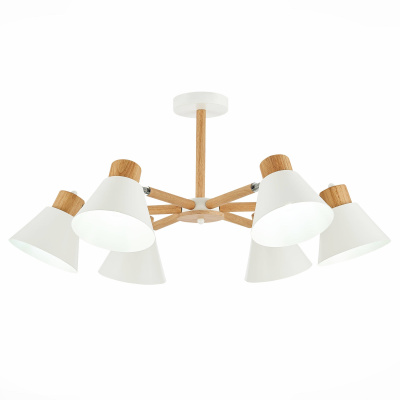 SLE103702-06 Люстра потолочная Светлое дерево, Белый/Белый E27 6*60W