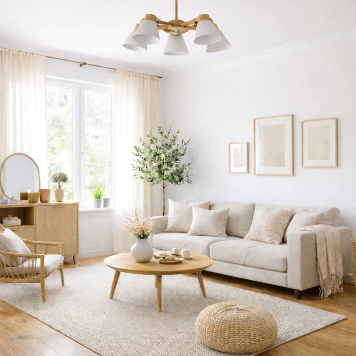 SLE103702-06 Люстра потолочная Светлое дерево, Белый/Белый E27 6*60W