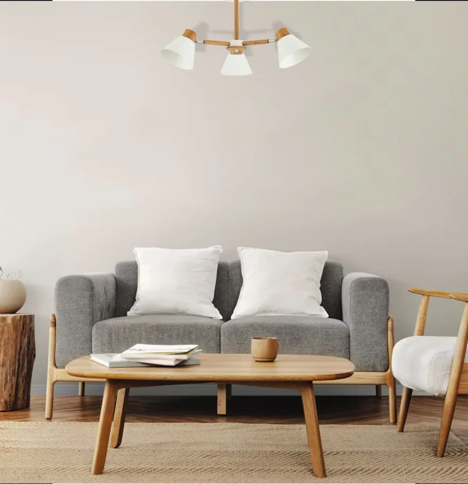 SLE103702-06 Люстра потолочная Светлое дерево, Белый/Белый E27 6*60W