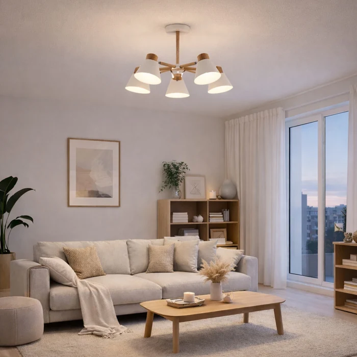 SLE103702-06 Люстра потолочная Светлое дерево, Белый/Белый E27 6*60W