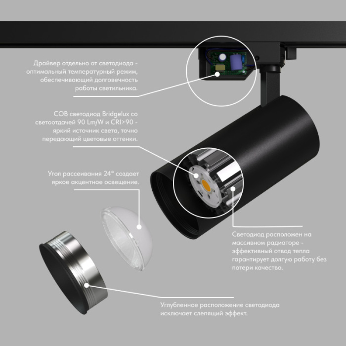 Светильник на шине Denkirs SOLID KOPER DK6453-BK