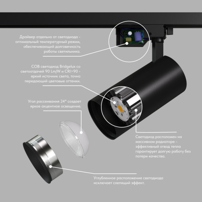 Светильник на шине Denkirs SOLID KOPER DK6453-BK