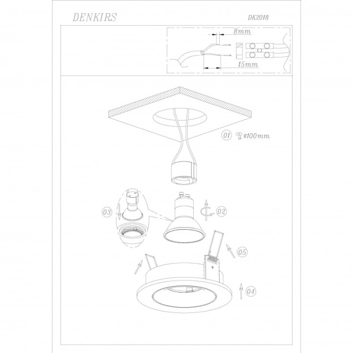 Точечный встраиваемый светильник Denkirs DK2018-BK