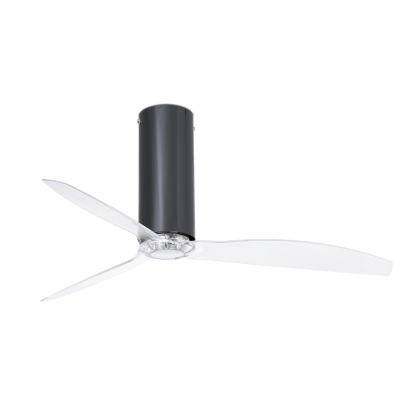 Вентилятор без света TUBE FAN Shiny black/transparent ceiling fan with DC motor