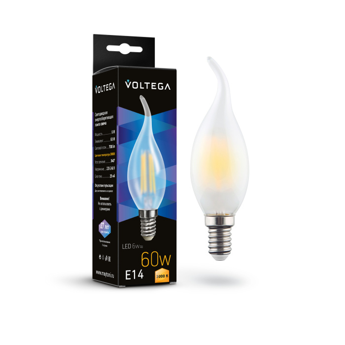 Светодиодная лампа Voltega Candle wind matt 6W 7210