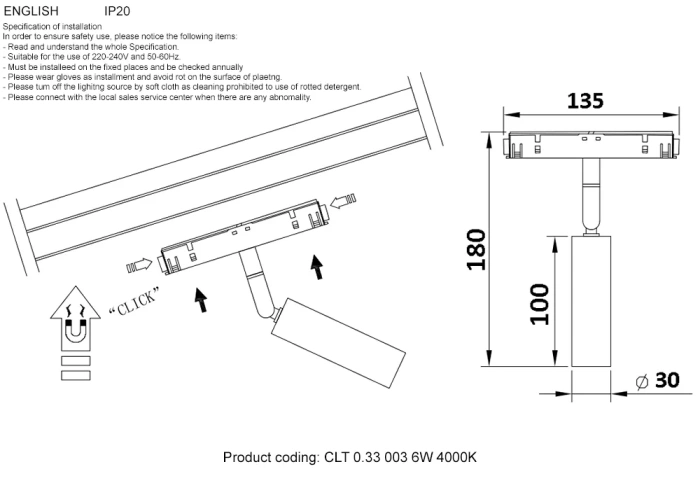 Светильник трековый магнитный Crystal Lux CLT 0.33 003 6W BL 4000K