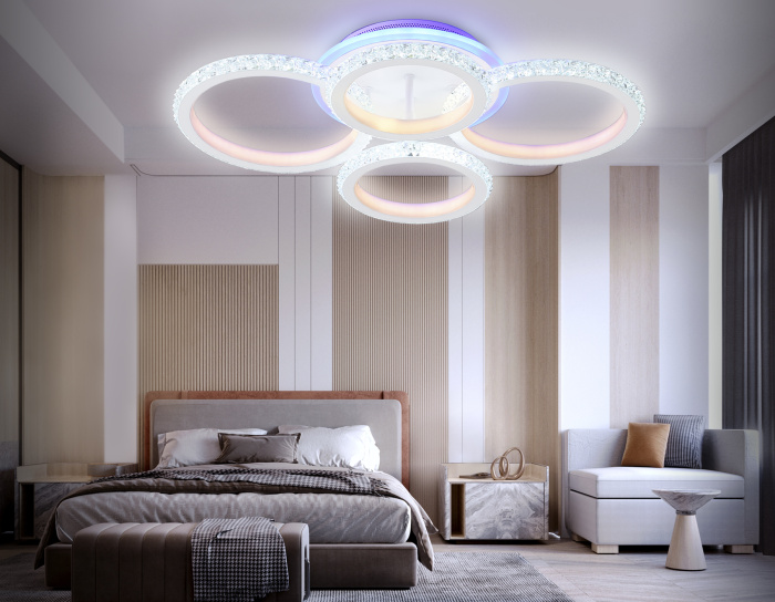 Потолочный светодиодный светильник с RGB подсветкой и пультом Ambrella light FA9524