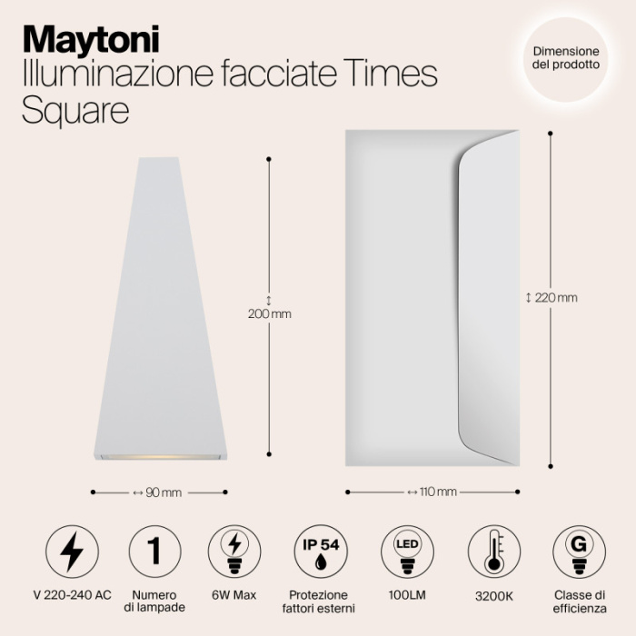 Уличный настенный светильник Maytoni Times Square O580WL-L6W