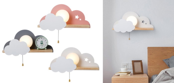 Бра с полкой Серое Облако Wall Lamp Gray Cloud ImperiumLoft