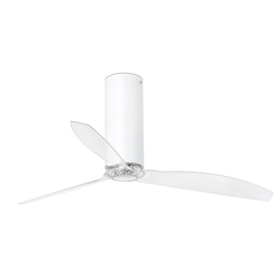 Вентилятор без света TUBE FAN Matt white/transparent ceiling fan with DC motor