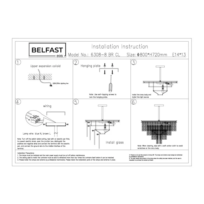 Подвесная люстра Belfast Harland 6308-8 BR CL