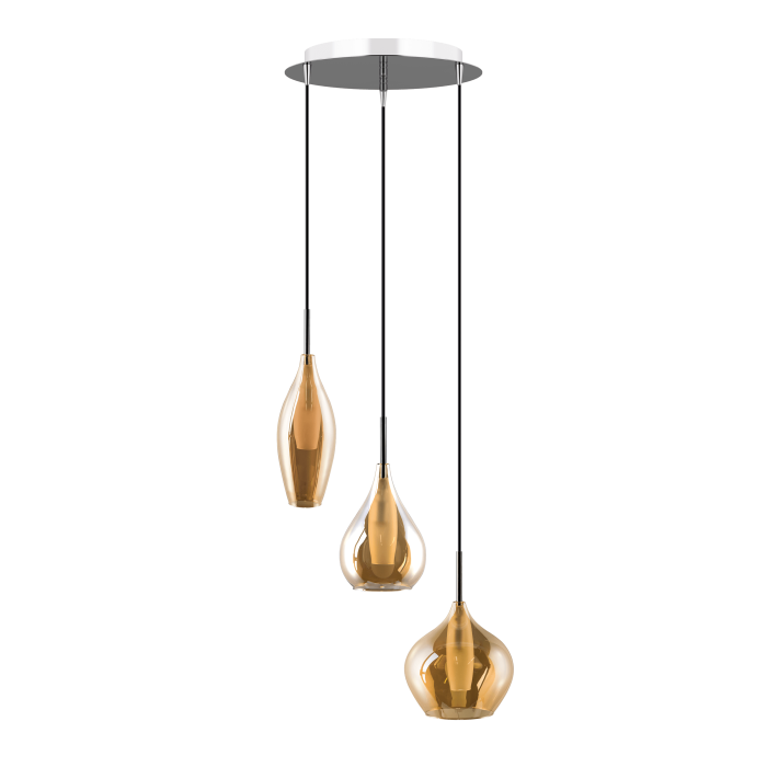 Подвес PENTOLA 3х25W G9  ХРОМ/ЯНТАРЬ (в комплекте) 803053 (MD2098А-3SO)