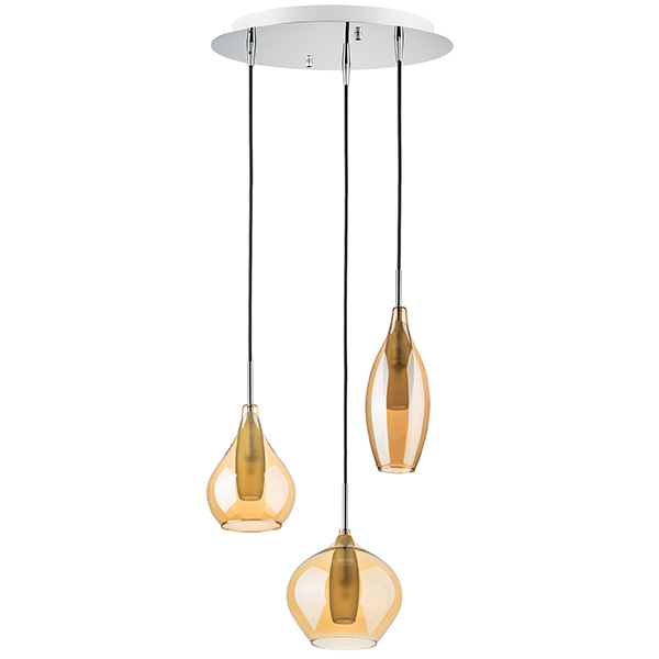 Подвес PENTOLA 3х25W G9 ХРОМ/ЯНТАРЬ (в комплекте) 803053 (MD2098А-3SO)