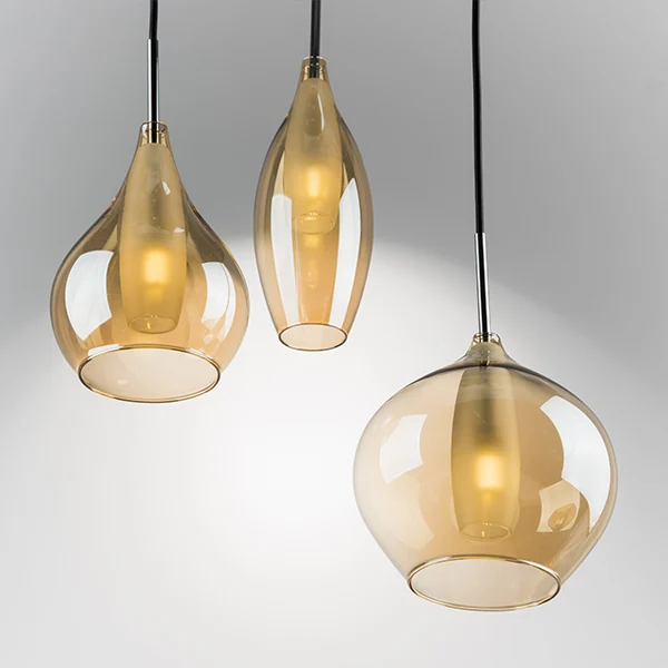 Подвес PENTOLA 3х25W G9  ХРОМ/ЯНТАРЬ (в комплекте) 803053 (MD2098А-3SO)