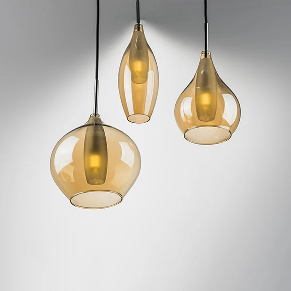 Подвес PENTOLA 3х25W G9  ХРОМ/ЯНТАРЬ (в комплекте) 803053 (MD2098А-3SO)