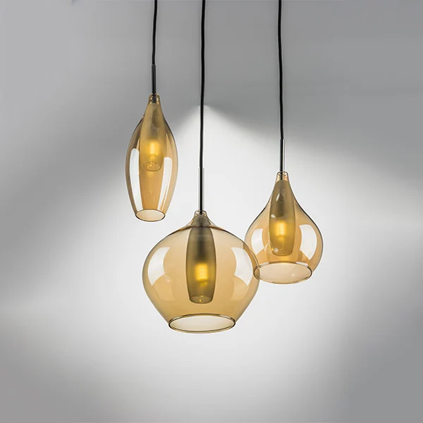 Подвес PENTOLA 3х25W G9  ХРОМ/ЯНТАРЬ (в комплекте) 803053 (MD2098А-3SO)