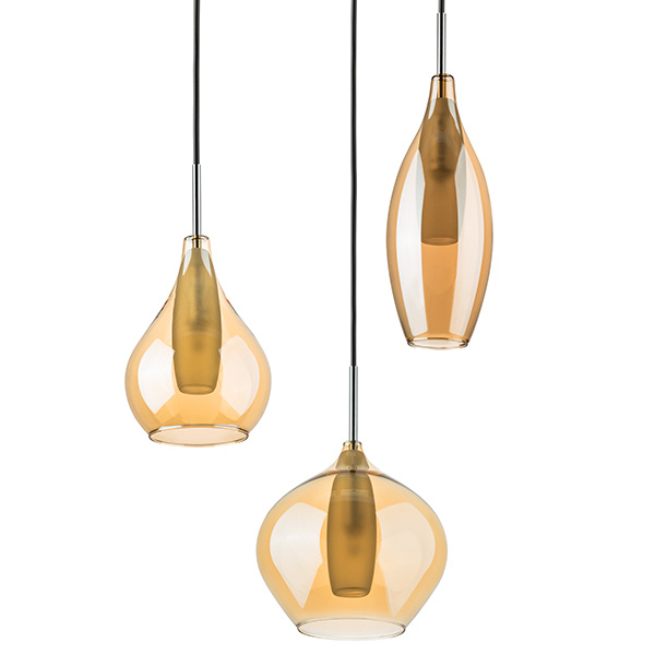 Подвес PENTOLA 3х25W G9  ХРОМ/ЯНТАРЬ (в комплекте) 803053 (MD2098А-3SO)