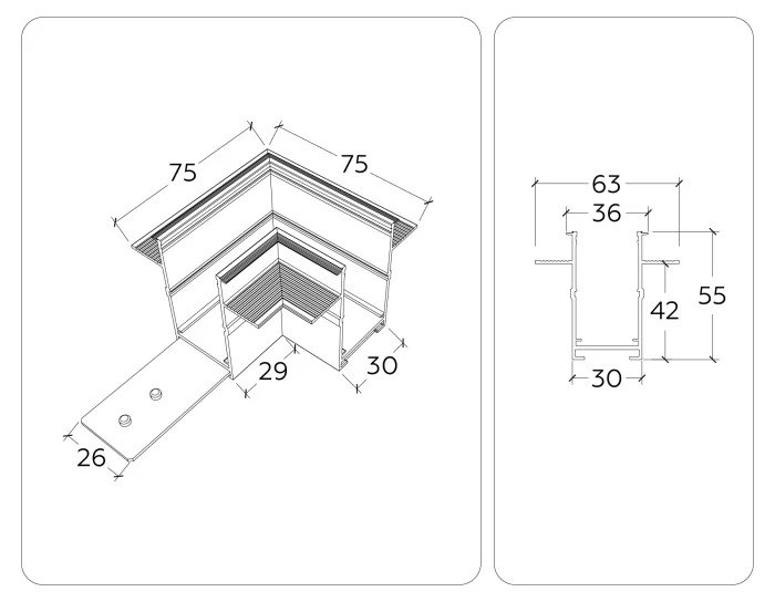 Коннектор угловой для встраиваемого шинопровода Magnetic 220V Ambrella light GL1039