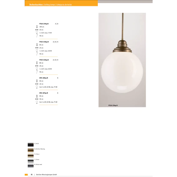 Подвесной светильник Berliner Messinglampen PS45-138opB