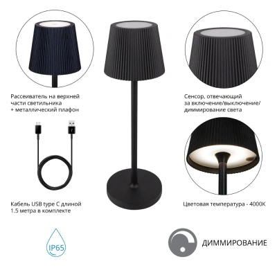 Уличный настольный светильник Arte Lamp FUYUE A1616LT-1BK