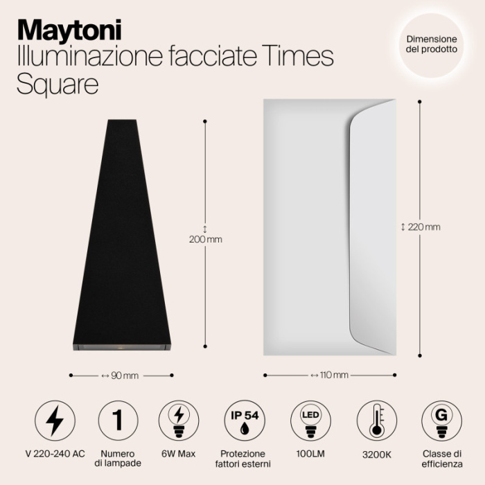 Уличный настенный светильник Maytoni Times Square O580WL-L6B
