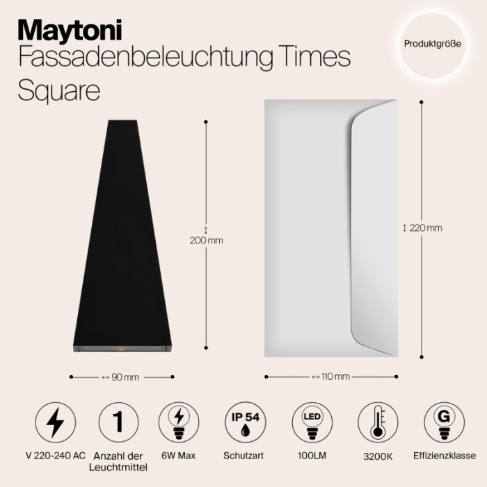 Уличный настенный светильник Maytoni Times Square O580WL-L6B