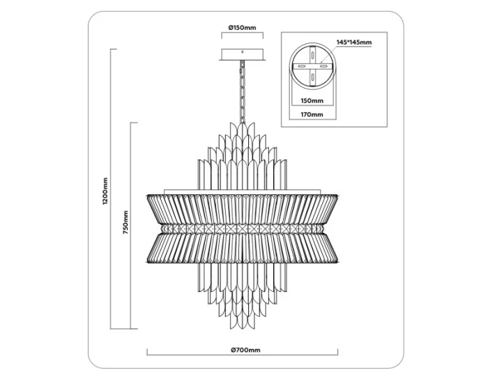 Подвесная люстра с хрусталем HIGH LIGHT AMBRELLA LIGHT LH41023